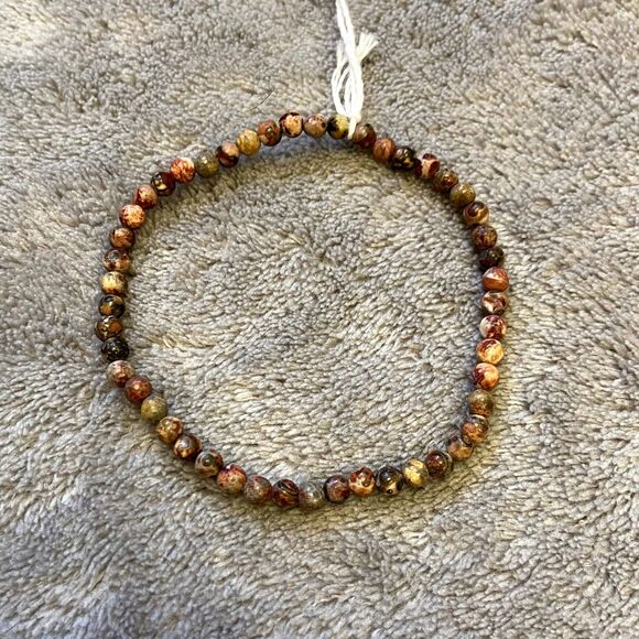 Handmade Red Leopard Fur Jasper Bracelet - Picture 1 of 1